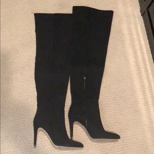 Thigh high suede boots